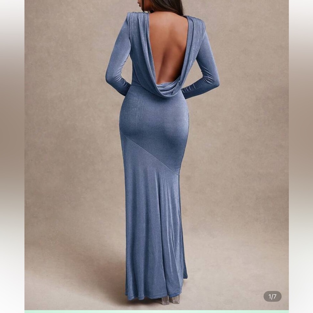 Elegant Blue Long sleeve dress